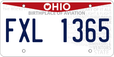 OH license plate FXL1365