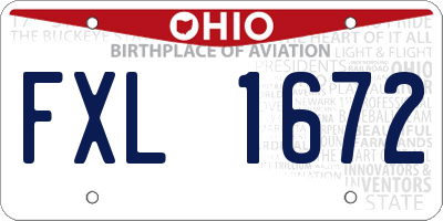 OH license plate FXL1672