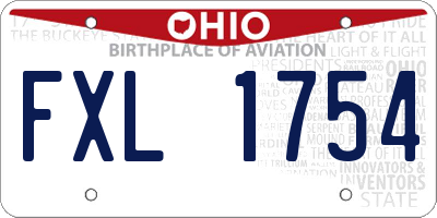 OH license plate FXL1754