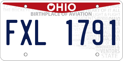 OH license plate FXL1791