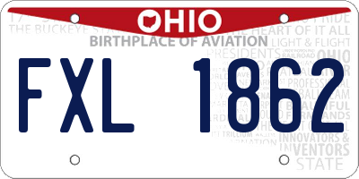 OH license plate FXL1862