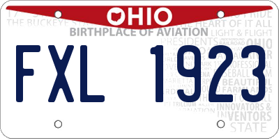 OH license plate FXL1923