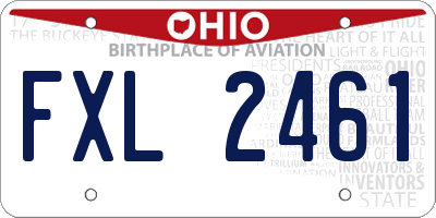 OH license plate FXL2461