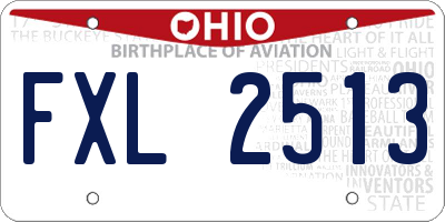 OH license plate FXL2513