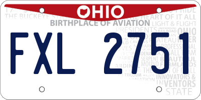 OH license plate FXL2751