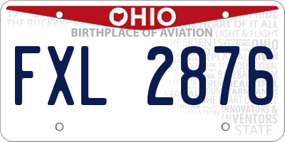 OH license plate FXL2876
