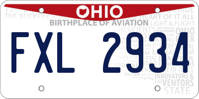 OH license plate FXL2934