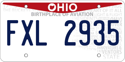OH license plate FXL2935