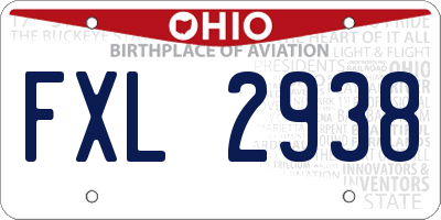 OH license plate FXL2938