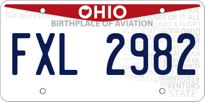 OH license plate FXL2982