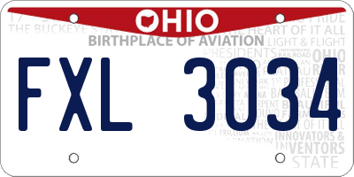 OH license plate FXL3034