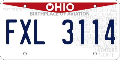 OH license plate FXL3114