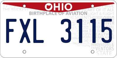 OH license plate FXL3115
