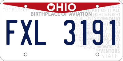 OH license plate FXL3191