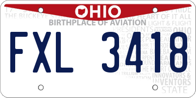 OH license plate FXL3418