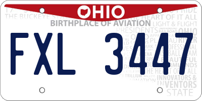 OH license plate FXL3447