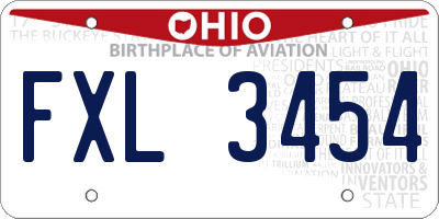 OH license plate FXL3454