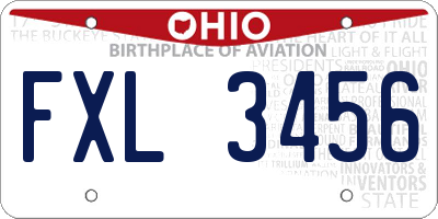 OH license plate FXL3456