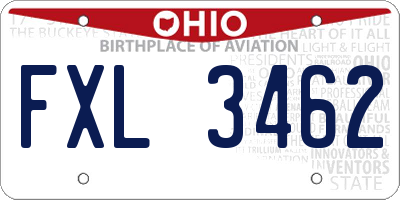 OH license plate FXL3462