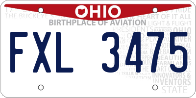 OH license plate FXL3475