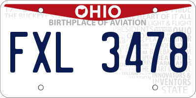 OH license plate FXL3478