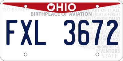OH license plate FXL3672