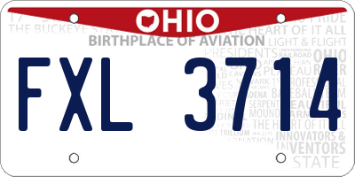 OH license plate FXL3714