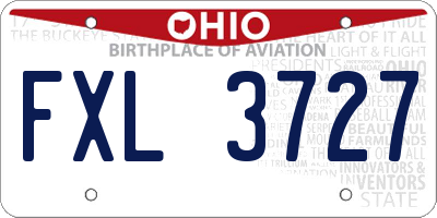 OH license plate FXL3727