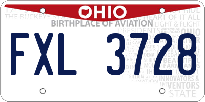 OH license plate FXL3728