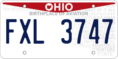 OH license plate FXL3747