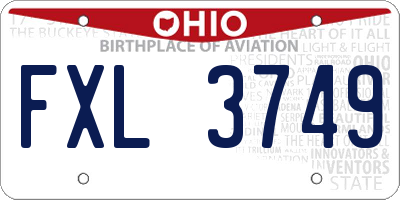 OH license plate FXL3749