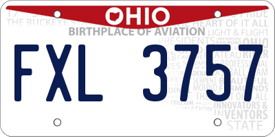 OH license plate FXL3757