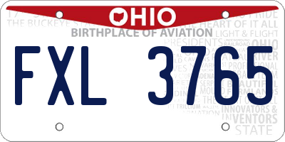 OH license plate FXL3765