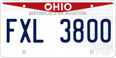 OH license plate FXL3800