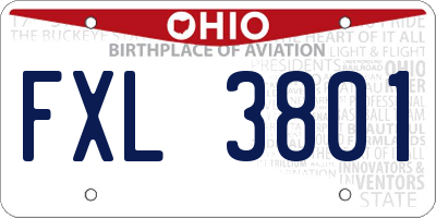 OH license plate FXL3801