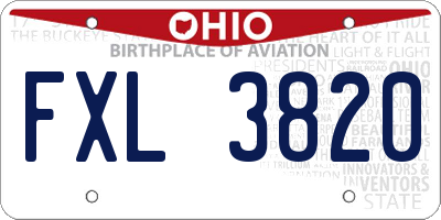 OH license plate FXL3820