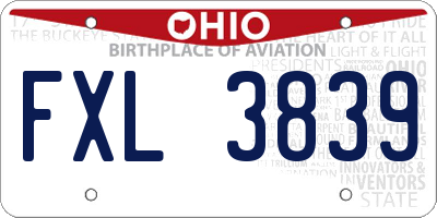 OH license plate FXL3839