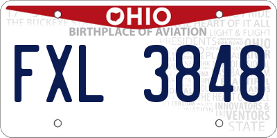 OH license plate FXL3848