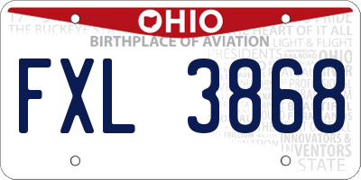 OH license plate FXL3868