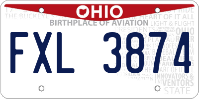 OH license plate FXL3874
