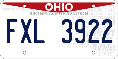 OH license plate FXL3922