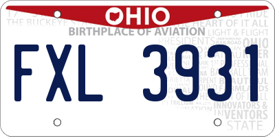 OH license plate FXL3931