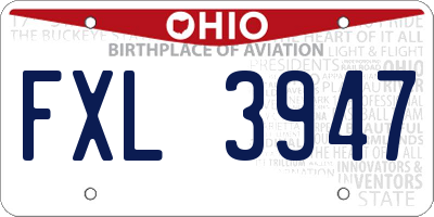 OH license plate FXL3947