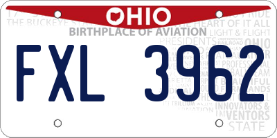 OH license plate FXL3962