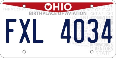 OH license plate FXL4034
