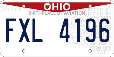 OH license plate FXL4196