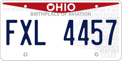 OH license plate FXL4457
