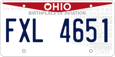 OH license plate FXL4651