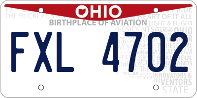 OH license plate FXL4702