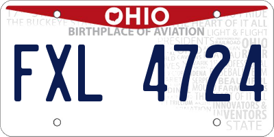 OH license plate FXL4724